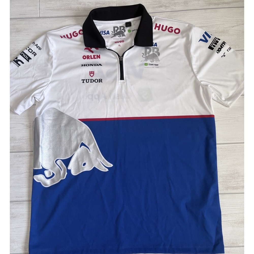 HUGO Visa Cash App RB F1 Team Polo Shirt Mens XL White Blue VCARB Racing Bulls